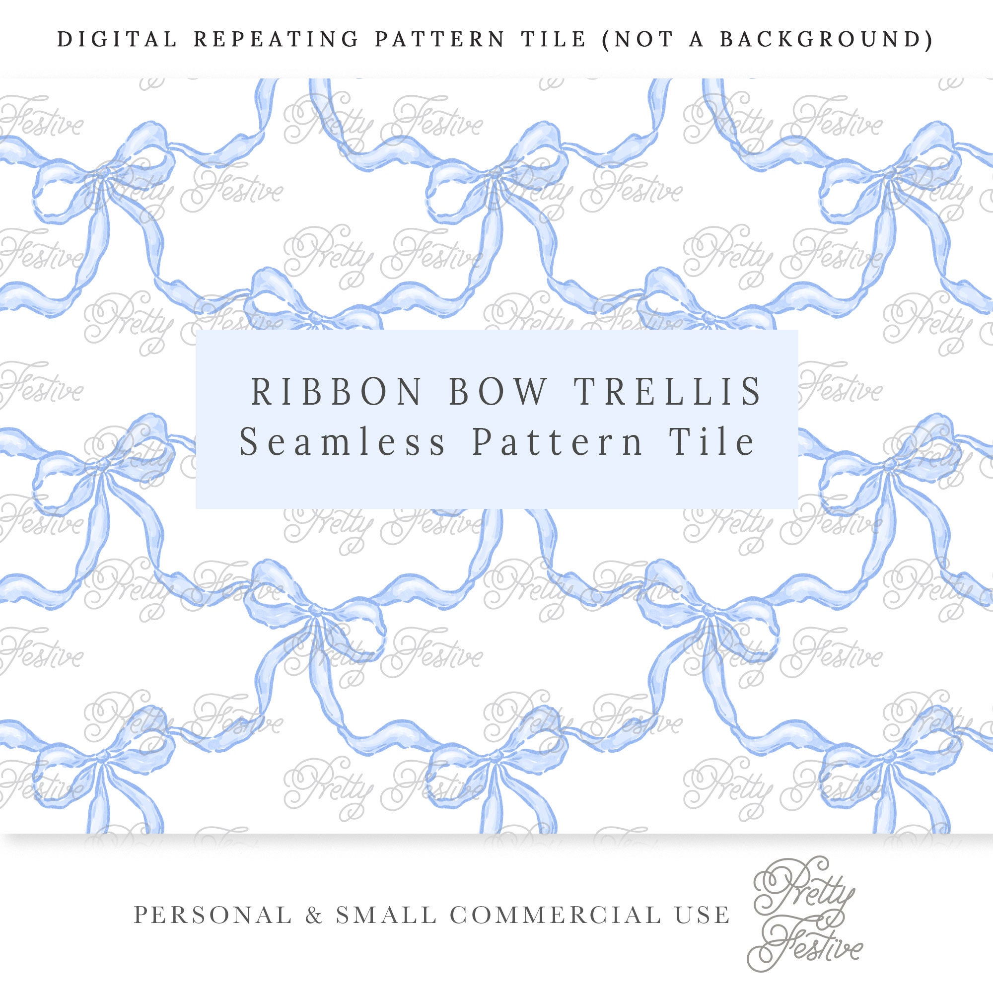 Pastel Blue Bow Trellis Seamless Repeating Pattern Png, Preppy Bow ...