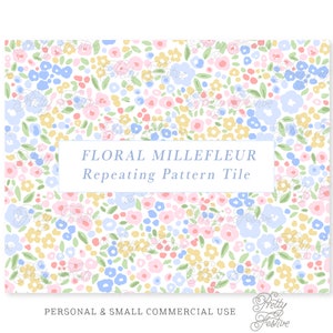 Millefleur Floral Seamless Fabric Print, Preppy Seamless Repeating Pattern File Heirloom Pattern for fabric, personalized stationery 117