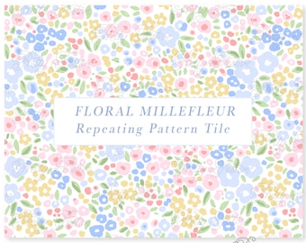 Millefleur Floral Seamless Fabric Print, Preppy Seamless Repeating Pattern File Heirloom Pattern for fabric, personalized stationery 117