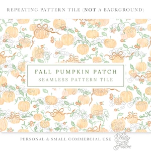 Fall Pumpkin Patch Seamless Repeating Pattern, Muted Pastel Pumpkin fabric print, Pretty Autumn, personalised stationery 088