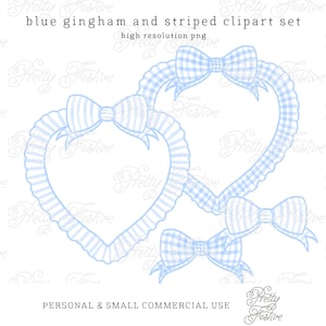 Blue Heart Shaped Bow Frame Clipart, Watercolour Ribbon Crest Plate Design, Preppy Monogram crest, Grandmillenial Bows 110