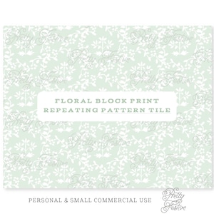 Chinoiserie Block Print Pattern Sage Green Seamless Repeating Tile, Fabric Print, Green Christmas Pattern, Preppy Winter Repeat 094