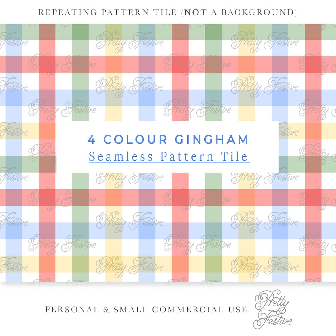 Fall Gingham Preppy Seamless Repeating Pattern in Blue. Green, Red and ...