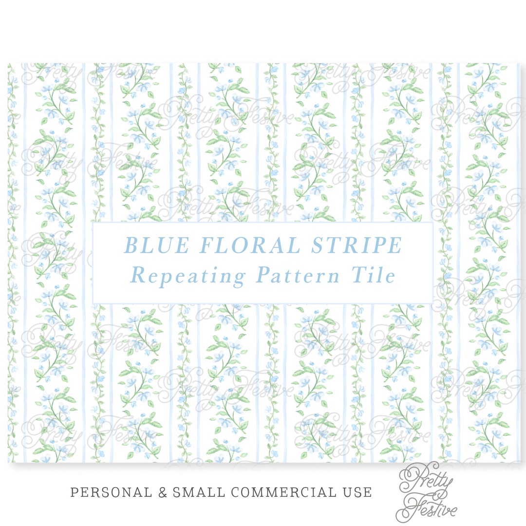 Soft Blue Watercolor Floral Toile Repeating Seamless Pattern Tile ...
