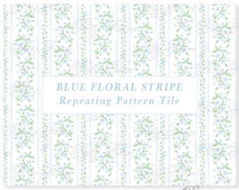 Soft Blue Watercolor Floral Toile Repeating Seamless Pattern Tile Seamless Repeating Pattern Block Print Pattern 081