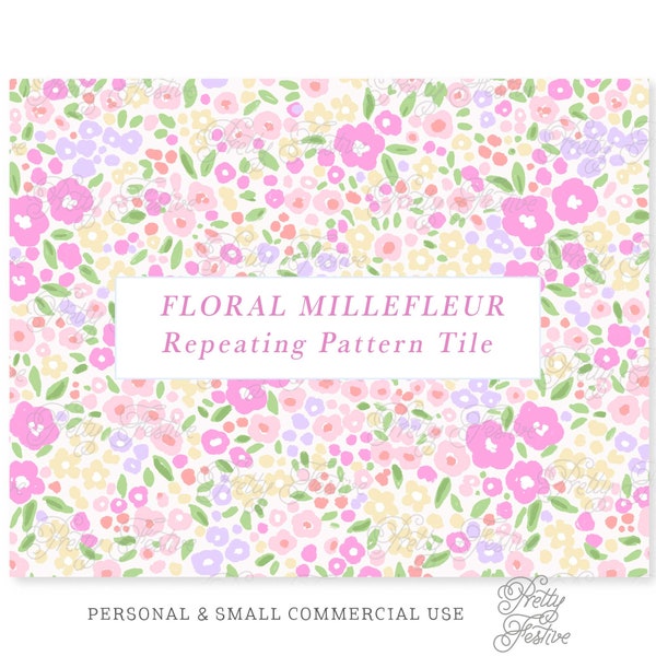Ditsy Millefleur Floral Seamless Fabric Print, Preppy Seamless Repeating Pattern, Heirloom Pattern for fabric, personalized stationery 117