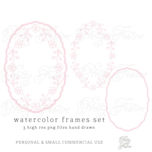 3 pastel pink watercolour clipart frames soft pink oval frames for invitations, scrapbooking, stationery, printable labels 002