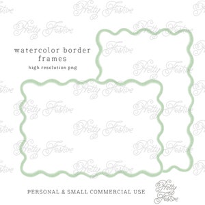5x7" Green Wavy Watercolor Border clipart Frame Printable for note cards, monogrammed stationery, labels, birth announcements 043