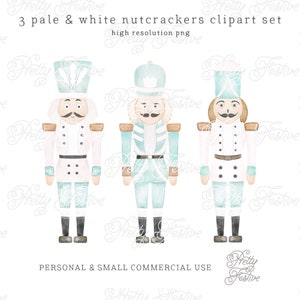 Pale White, Frosty Iced Colors Nutcracker clipart, Christmas nutcrackers Clipart, Preppy Christmas Clipart, Watercolor Christmas Cards 087