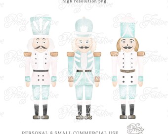 Pale White, Frosty Iced Colors Nutcracker clipart, Christmas nutcrackers Clipart, Preppy Christmas Clipart, Watercolor Christmas Cards 087
