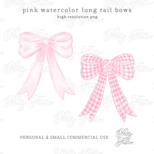 Pink Watercolor Bow Clipart, Pink Gingham Bow Clipart png, Watercolor Checkered Ribbon design, Grandmillennial Bow, baby girl garland 128
