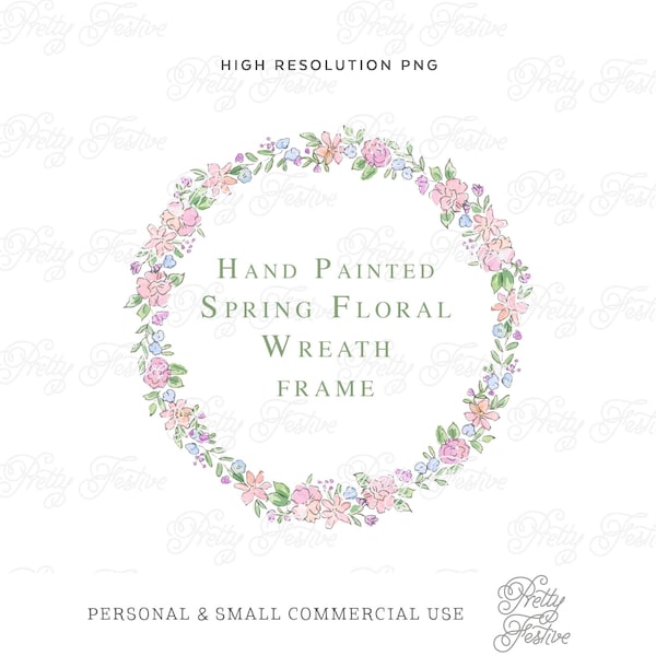 Watercolor Easter Spring Wreath Rose & Floral Frame design, Sublimation, Wedding Easter Stationery, Preppy Monogram, Grandmillennial png 129