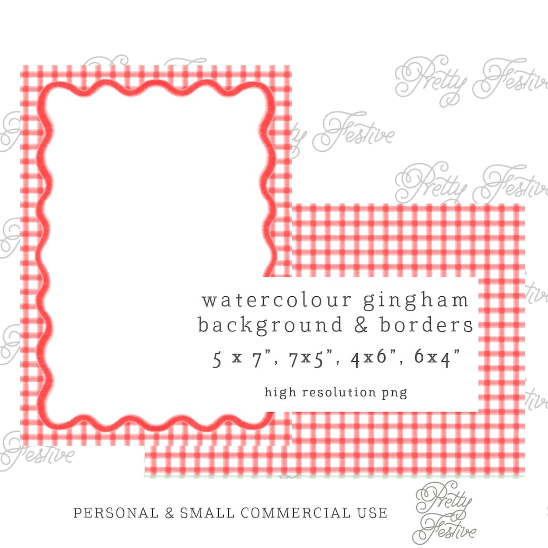 5x7-printable-red-gingham-watercolor-border-card-template-preppy-clipart-6x4-patterned-background-for-invites-print-at-home-042-teacher-etsy for Free Printable Backgrounds And Borders 5x7