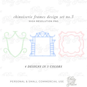 Set of 12 Chinoiserie Crests & Frames Pastel Watercolour png, Grandmillenial, Chinoiserie borders, Blue White designs, Preppy Clipart, 124