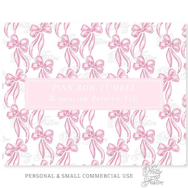 Pink Bow Ribbon Vine Trellis Seamless Pattern. Heirloom Toile Chinoiserie Pink Bow Repeat. Hand Drawn for fabric, stationery, gift wrap 140