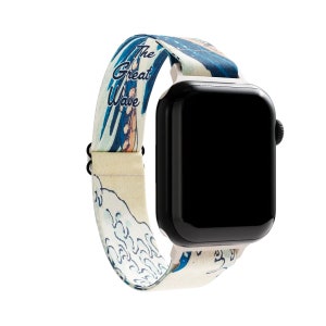 The Great Wave Adjustable Elastic Apple Watchband, Stretchy Android Watchband, smart watch band, Google Pixel Fitbit Adapters