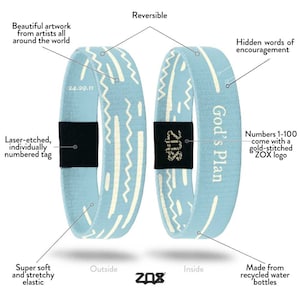 God&#39;s Plan - ZOX Elastic Bracelets - Bible Verse, Christian, Jesus, Church, Uplifting and Motivating Stretch Wristbands, Reversible