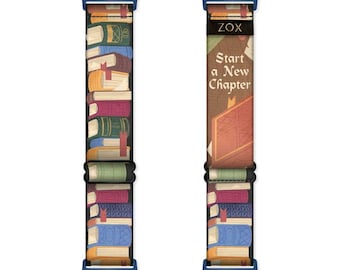 Start A New Chapter, Book Lover Adjustable Elastic Apple Watchband, Book Worm Stretchy Android Watchband, smart watch band,