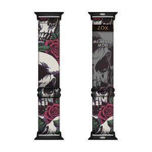 Memento Mori Adjustable Elastic Apple Watchband, Stretchy Android Watchband, smart watch band, Google Pixel Fitbit Adapters, Skulls