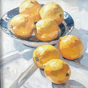 Lemons in bowl oil on canvas