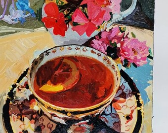 レモンティーの静物画 - Etsy 日本