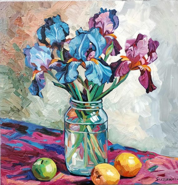Irises in Vase - Etsy Israel