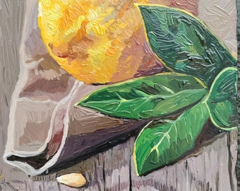 レモンの静物画 - Etsy 日本