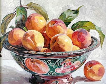 Peaches in a bowl still life
