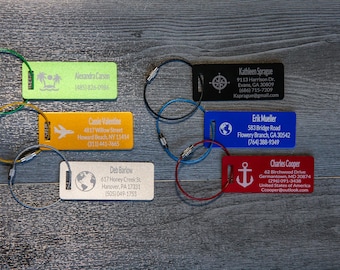 Etiqueta de equipaje personalizada de metal, etiqueta de identificación de viaje grabada a medida, etiqueta de aluminio para maleta, mochila, etiqueta con nombre, regalo para viajeros.