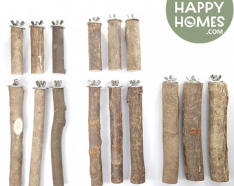 Verschiedene Größe Naturholz Barsch für Vogel Wellensittich Nymphensittich Papagei Edelstahl Befestigungen Pet Shop Gekauft Holz