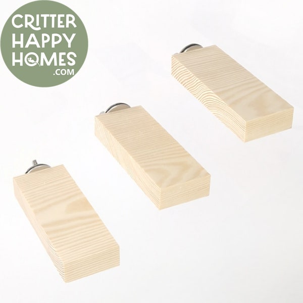 10 ou 12 x 4,5 cm (3pk) Étagère pour animaux de compagnie Plate-forme de rebord en bois de pin séché au four pour rat Chinchilla Souris Gerbille Hamster Oiseau Perruche Calopsitte Acier inoxydable