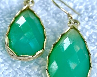 Pendientes de ónix verde natural