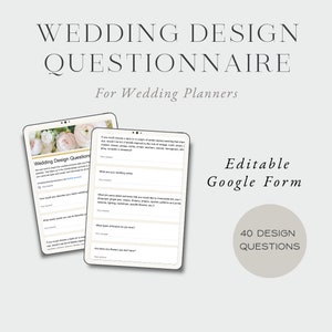 Wedding Design Questionnaire Template, Wedding Questionnaire, Editable Wedding Design Questionnaire, Digital Download
