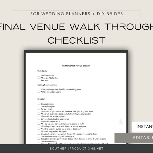 Wedding Venue Checklist Template Download Etsy