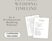 Editable Wedding Timeline Template, Bridesmaids & Groomsmen Schedule (Digital Download)