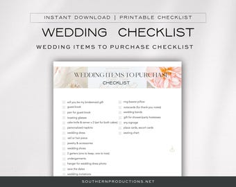 Wedding Items Checklist for Brides & Grooms (Digital Download)