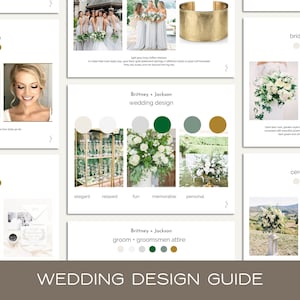 Tablero de ideas para bodas, guía de diseño para bodas, plantilla editable de Canva, descarga digital