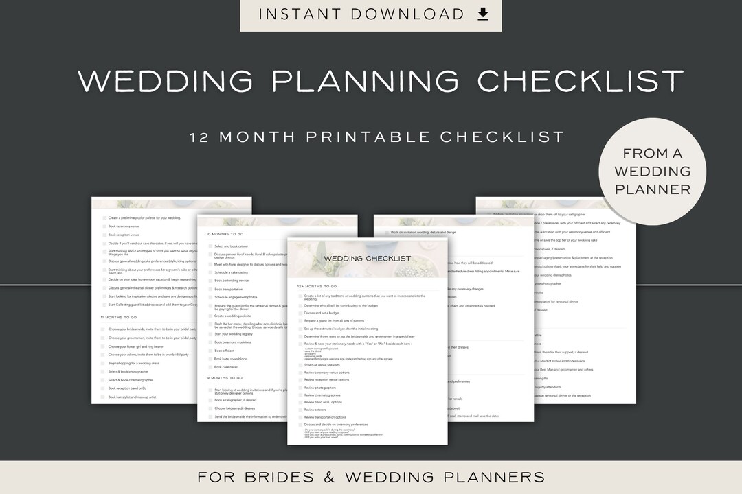 Wedding Planning Checklist, Printable Wedding Planner, DIY Wedding ...
