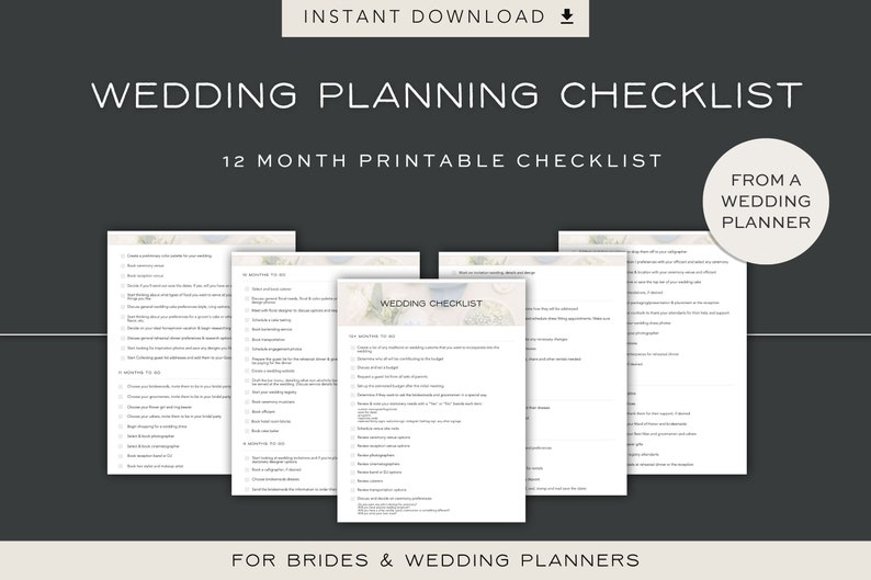 Wedding Planning Checklist, Printable Wedding Planner, DIY Wedding Planner, Wedding Timeline