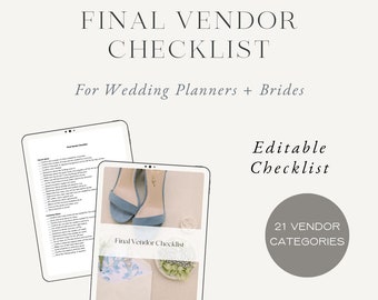 Vendor Checklist for Wedding Planners