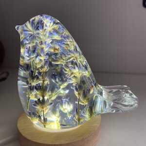 Bird lamp, lavender, side table light, decorative light, unique, birthday gift, special gift
