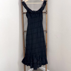 Betsey Johnson Vintage Black Embroidered Midi Dress