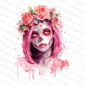 20 Halloween Zombie Clipart, Zombie Girl, Zombie Clipart, Halloween Clipart, Printable Watercolor Clipart, Paper Craft, Digital Download JPG