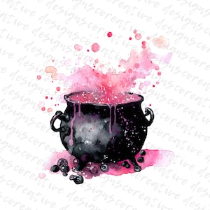 Halloween Hexen Kessel Clipart: Gruseliges Papier Handwerk (Digitaler Download JPG)