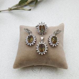 Handmade 925 Sterling Silver With Sultanit Gem Jewelry Set Collection,Elevate your Style with Unique Color-Changing Gem! Valantines Gift