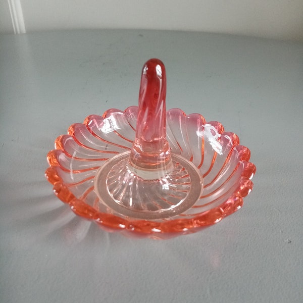 Antique Baccarat Crystal France Rose Tiente Bambous Tors Ring Dish/Holder