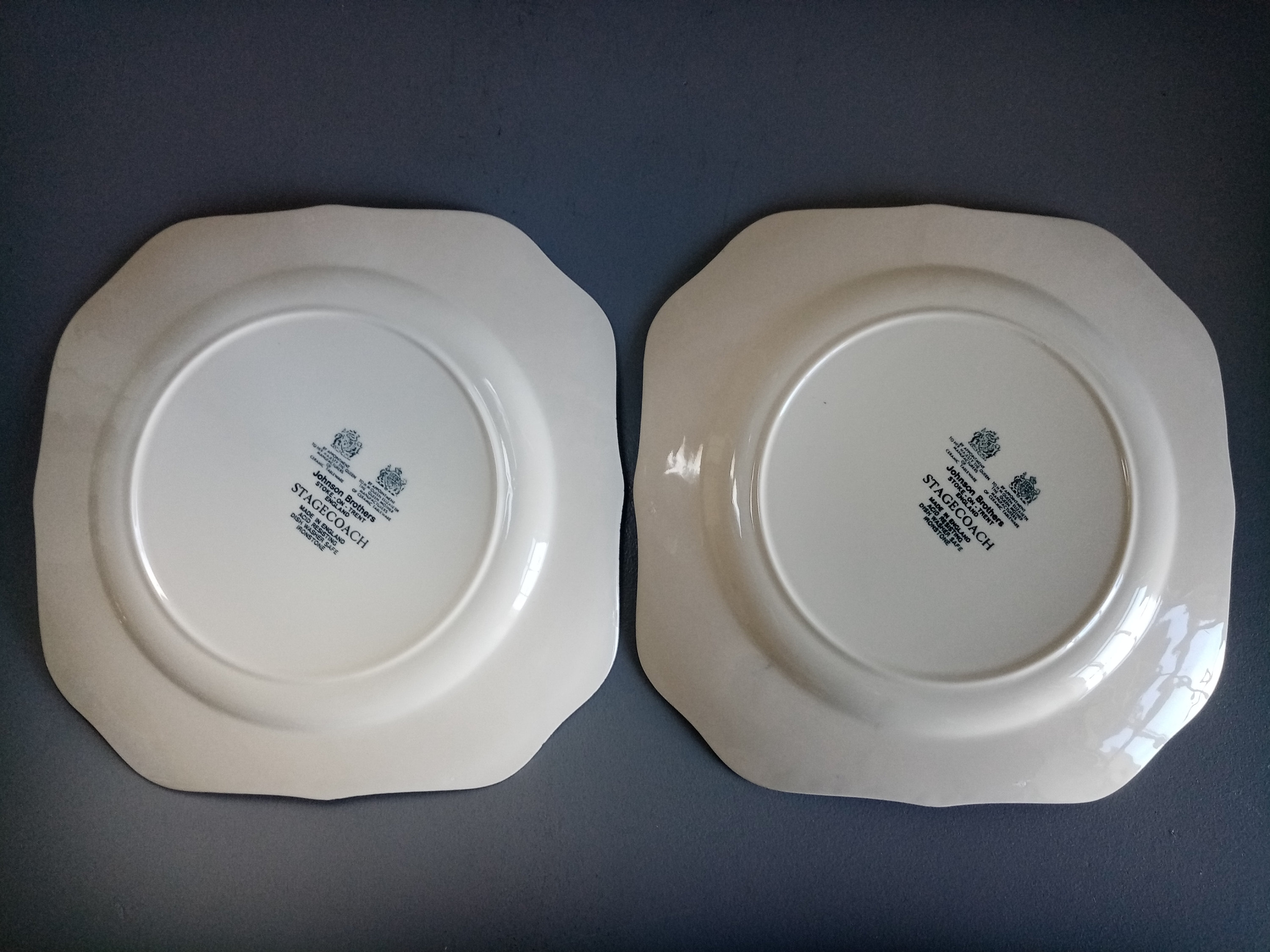 Set of 2 Johnson Brothers England Ironstone Stagecoach Squared 9.5