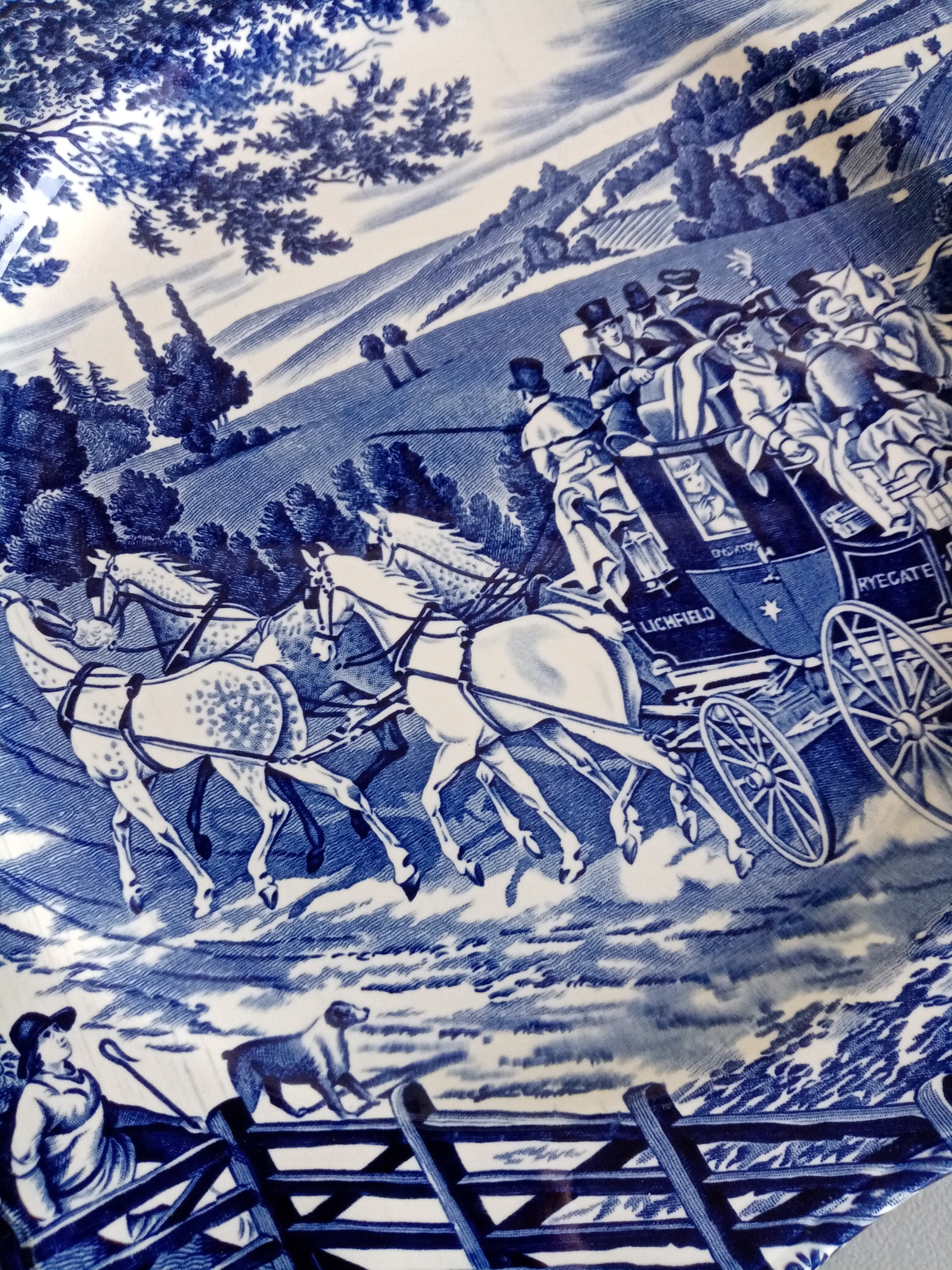 Set of 2 Johnson Brothers England Ironstone Stagecoach Squared 9.5
