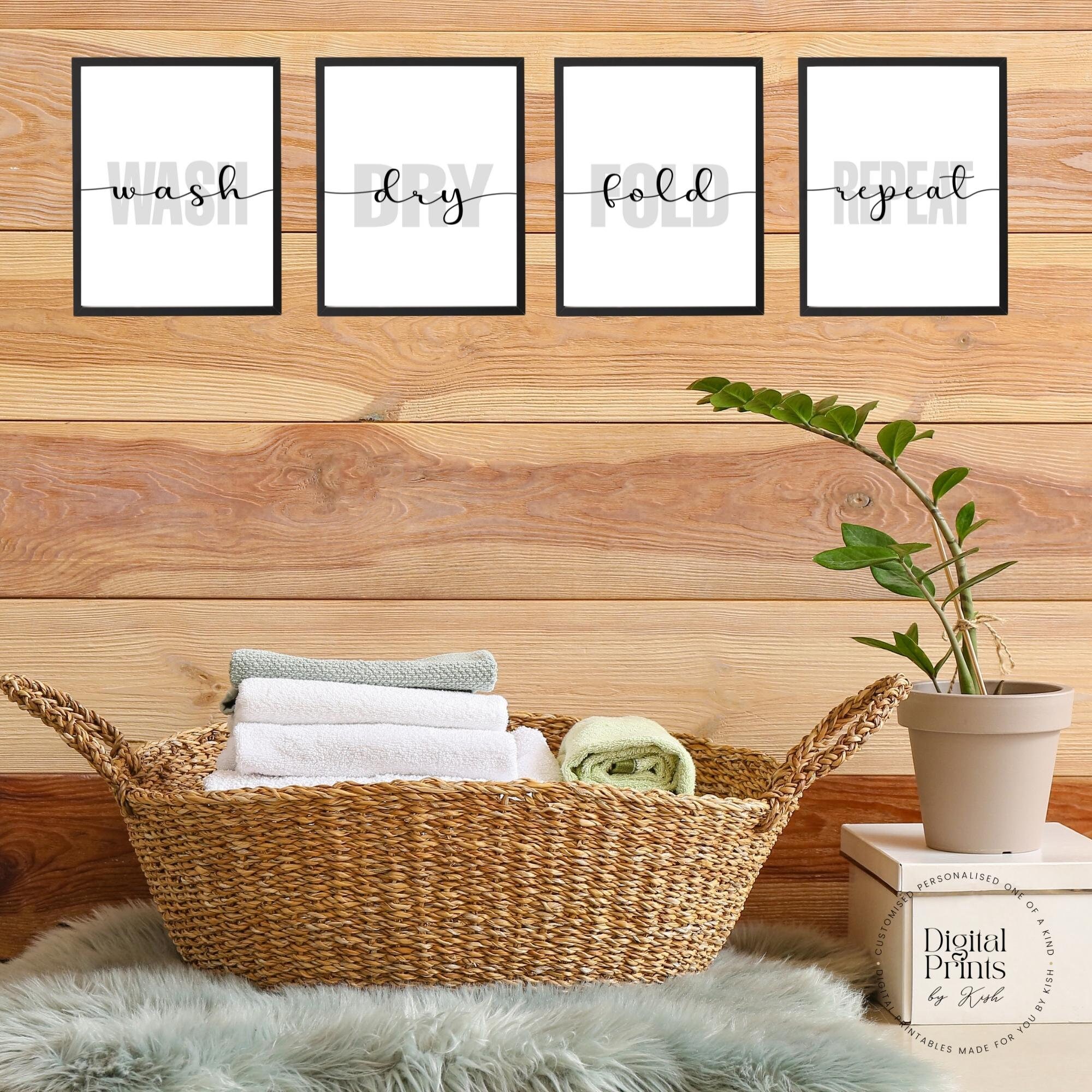 LAUNDRY SET Printable | Wash Dry Fold Repeat | Farmhouse Wall Art Home ...