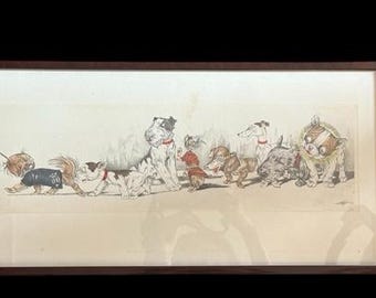 ボリス・オクライン作、「パリの汚れた犬たち」。オリジナル署名入り